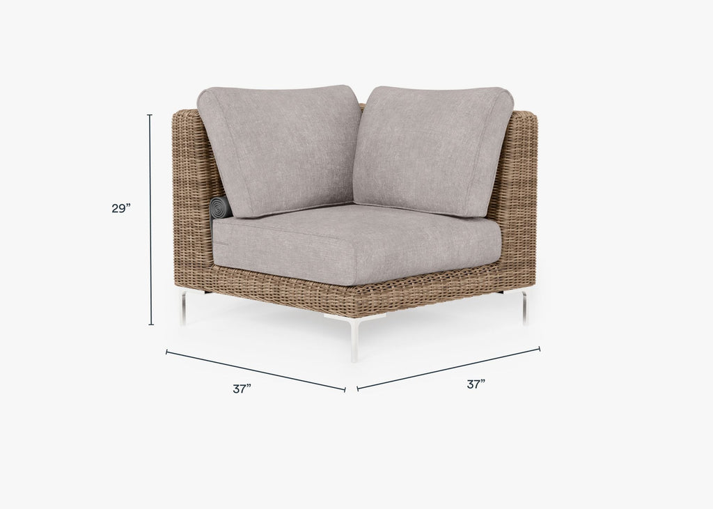 Chaise sectionnelle d'extérieur en osier marron