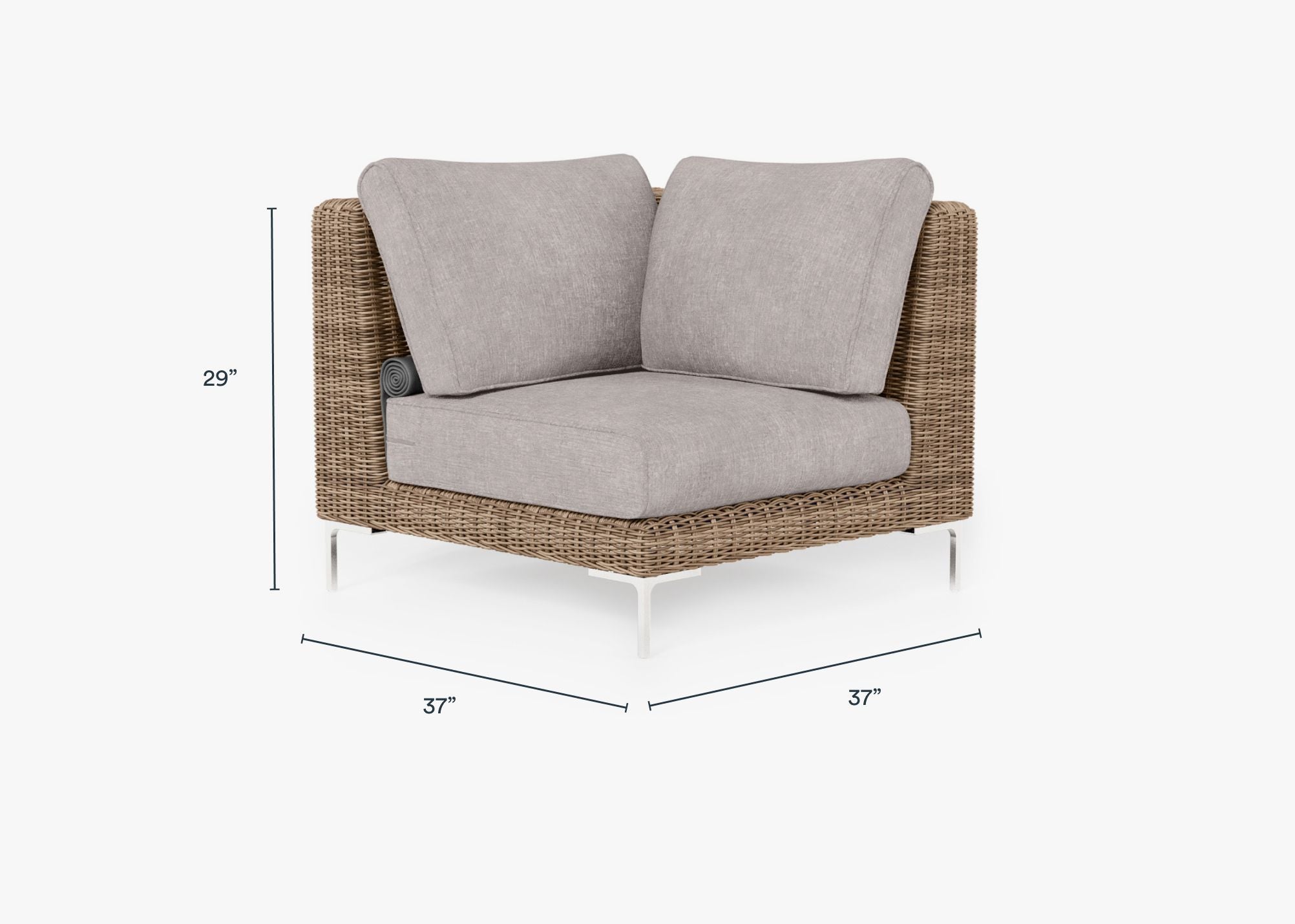Chaise sectionnelle d'extérieur en osier marron