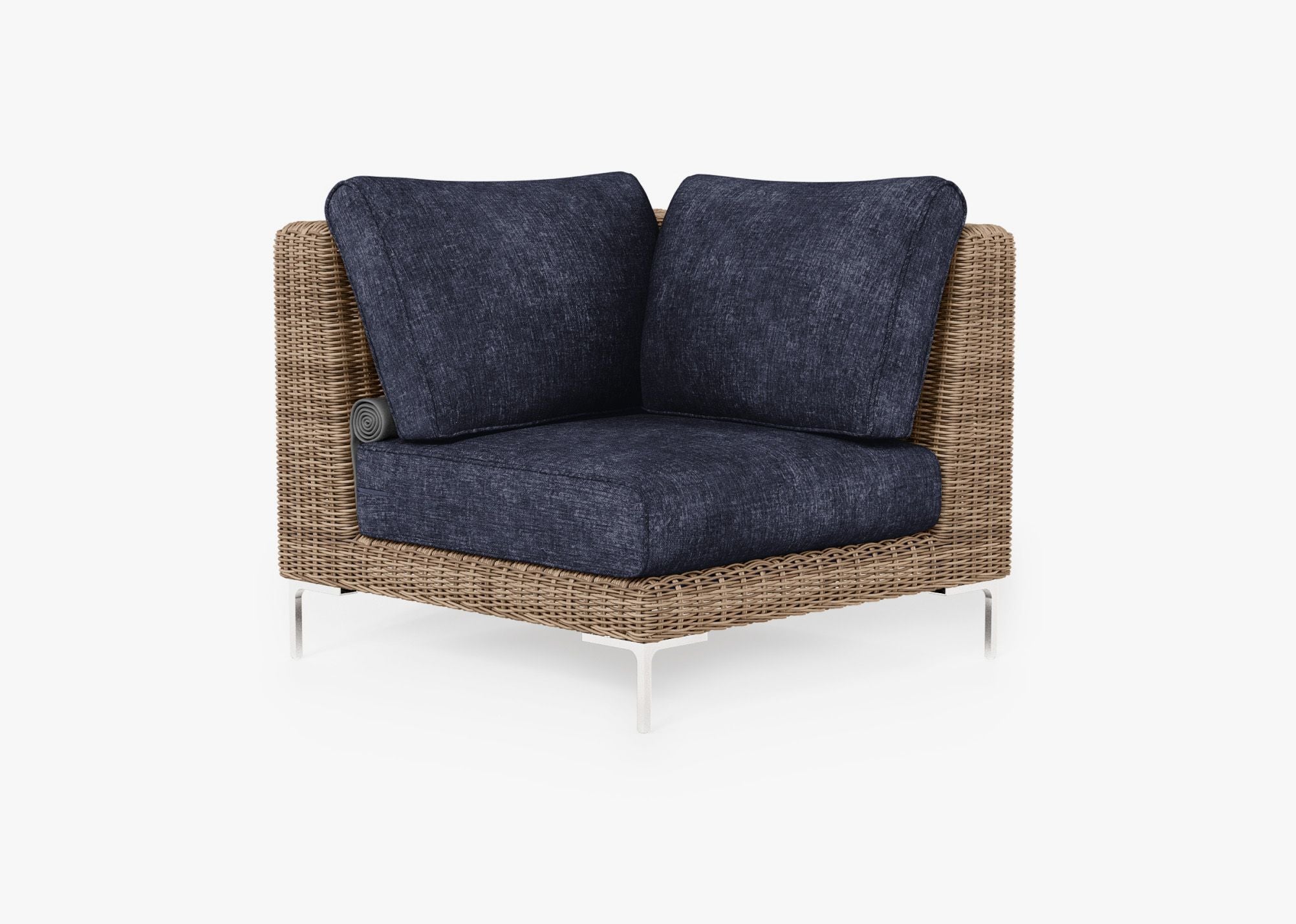 Chaise sectionnelle d'extérieur en osier marron