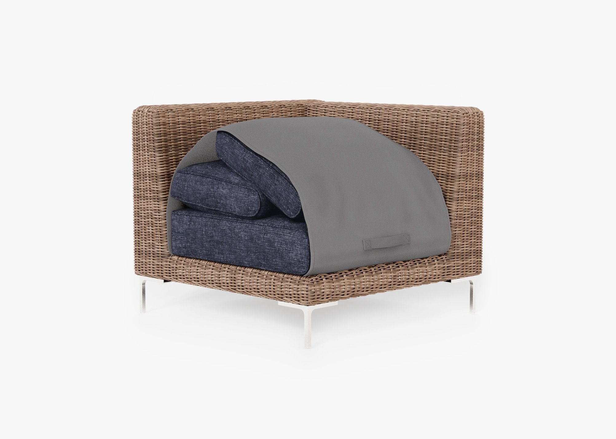 Chaise sectionnelle d'extérieur en osier marron