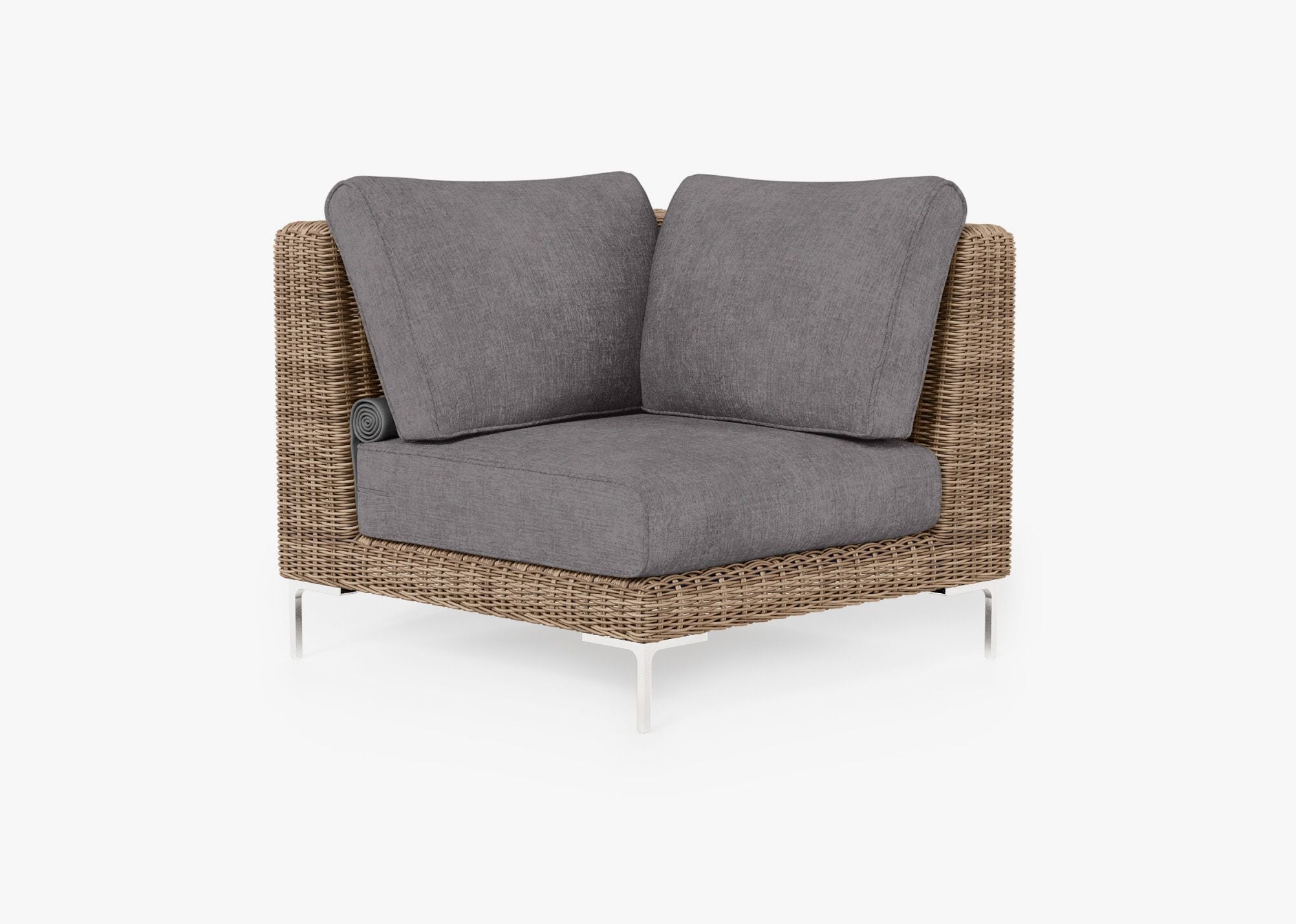 Chaise sectionnelle d'extérieur en osier marron