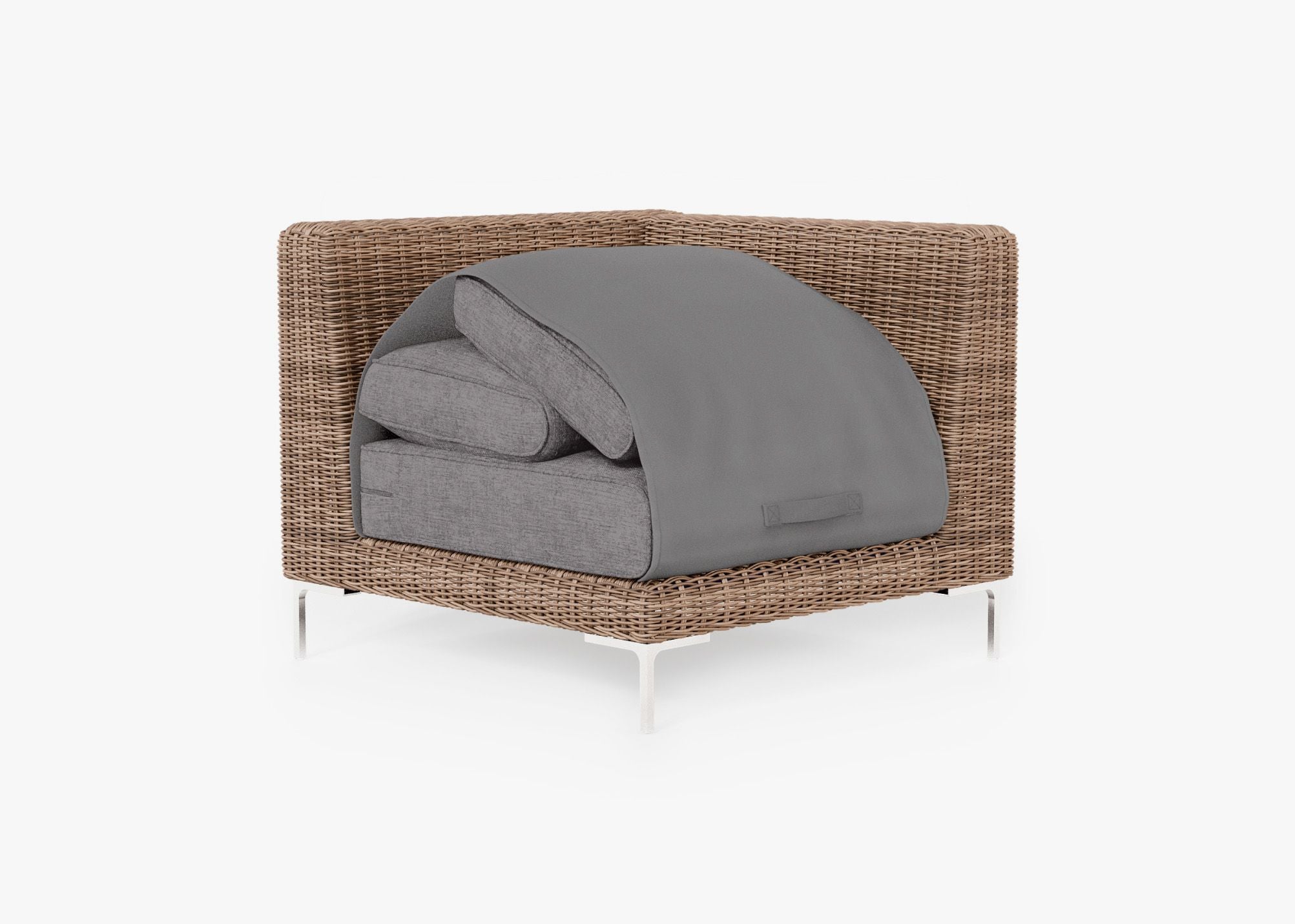 Chaise sectionnelle d'extérieur en osier marron