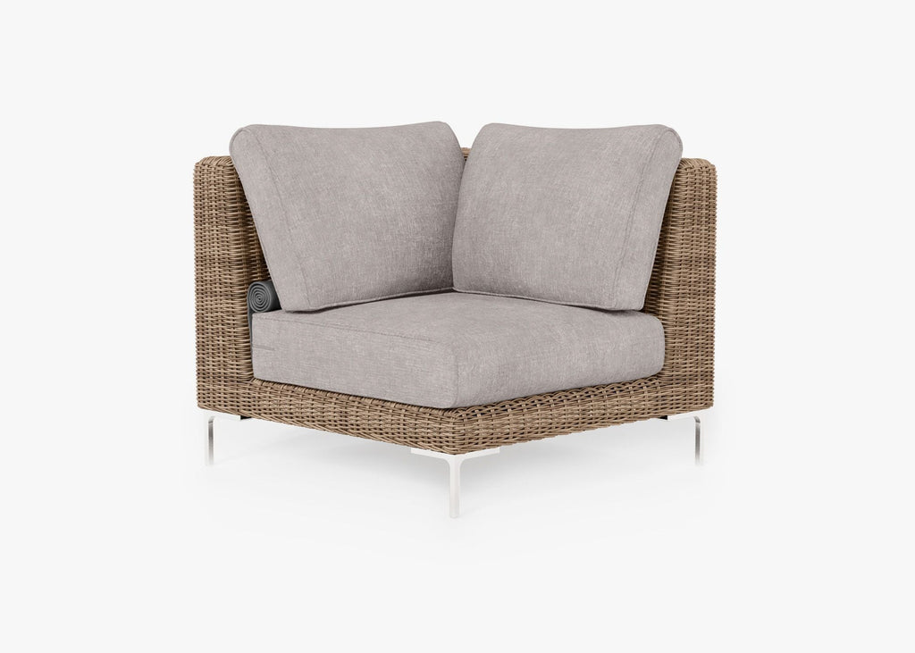 Chaise sectionnelle d'extérieur en osier marron