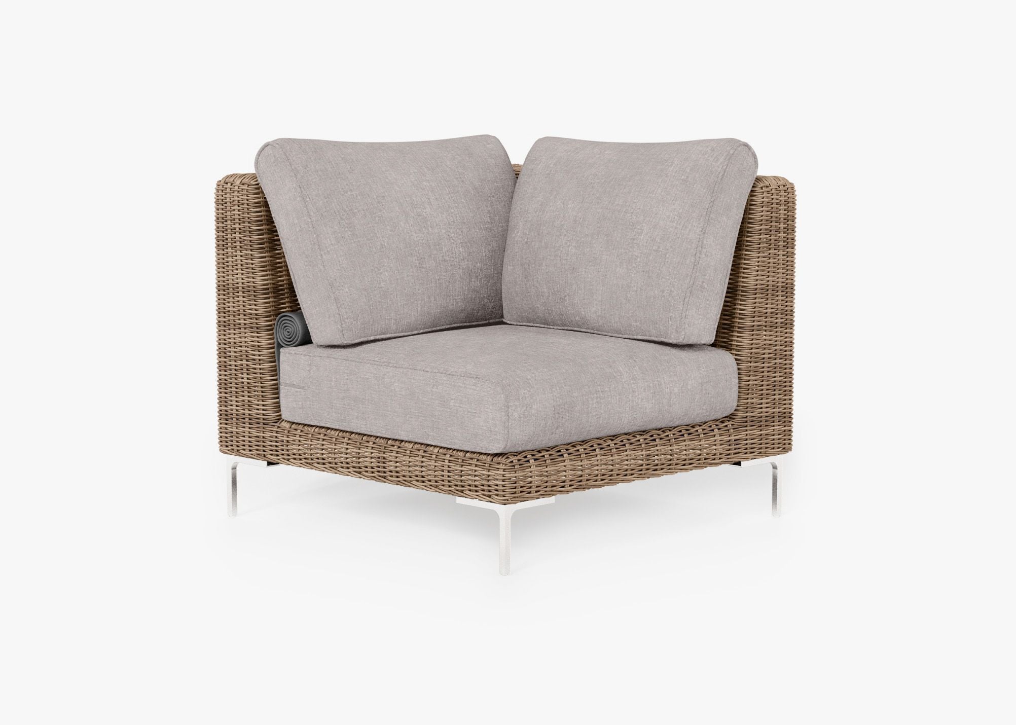 Chaise sectionnelle d'extérieur en osier marron