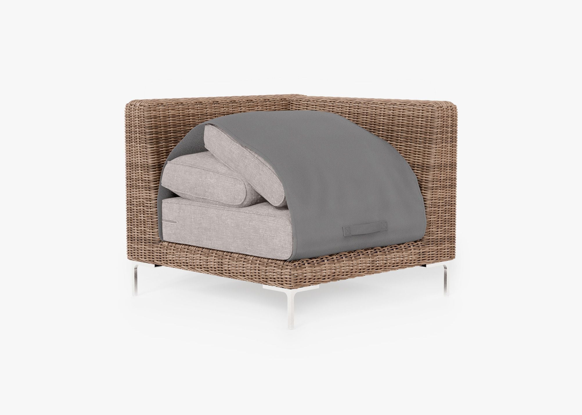 Chaise sectionnelle d'extérieur en osier marron