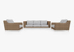 Canapé d'extérieur en osier marron avec fauteuils - 5 places