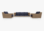 Canapé d'extérieur en osier marron avec fauteuils - 5 places