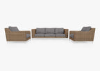 Canapé d'extérieur en osier marron avec fauteuils - 5 places