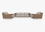 Canapé d'extérieur en osier marron avec fauteuils - 5 places