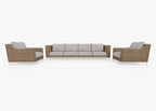 Canapé d'extérieur en osier marron avec fauteuils - 6 places