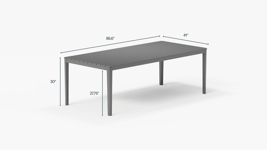 Table à manger rectangulaire d'extérieur en aluminium + 6 chaises de réalisateur en aluminium