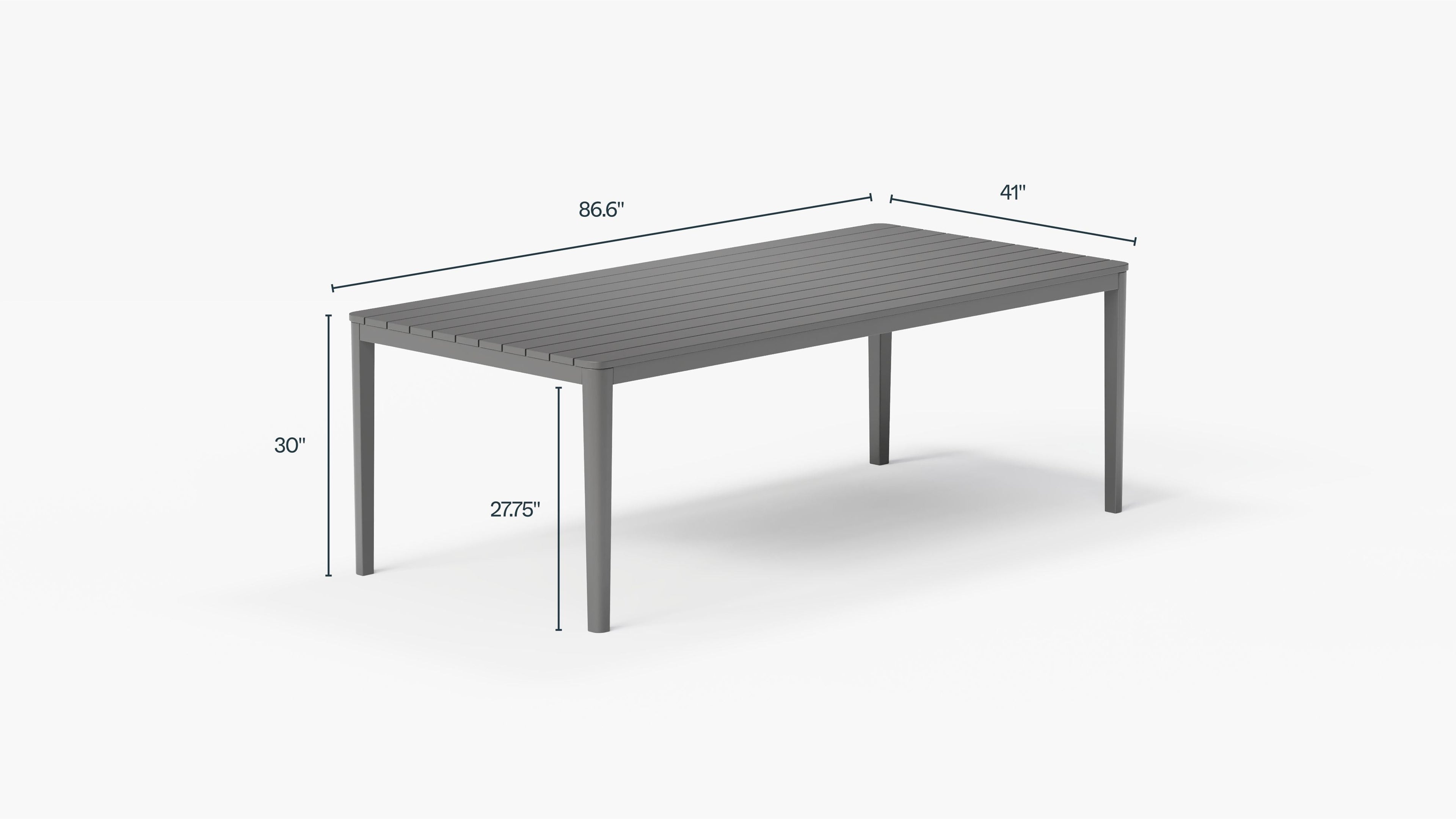 Table à manger rectangulaire d'extérieur en aluminium + 6 chaises de réalisateur en aluminium