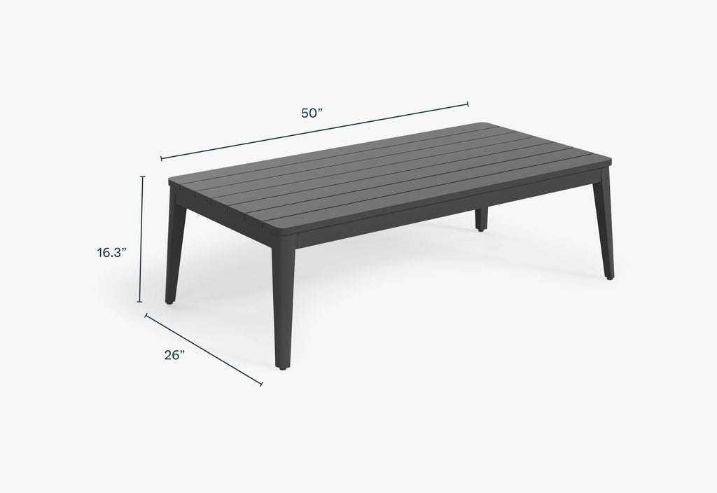 Table basse d'extérieur rectangulaire en aluminium