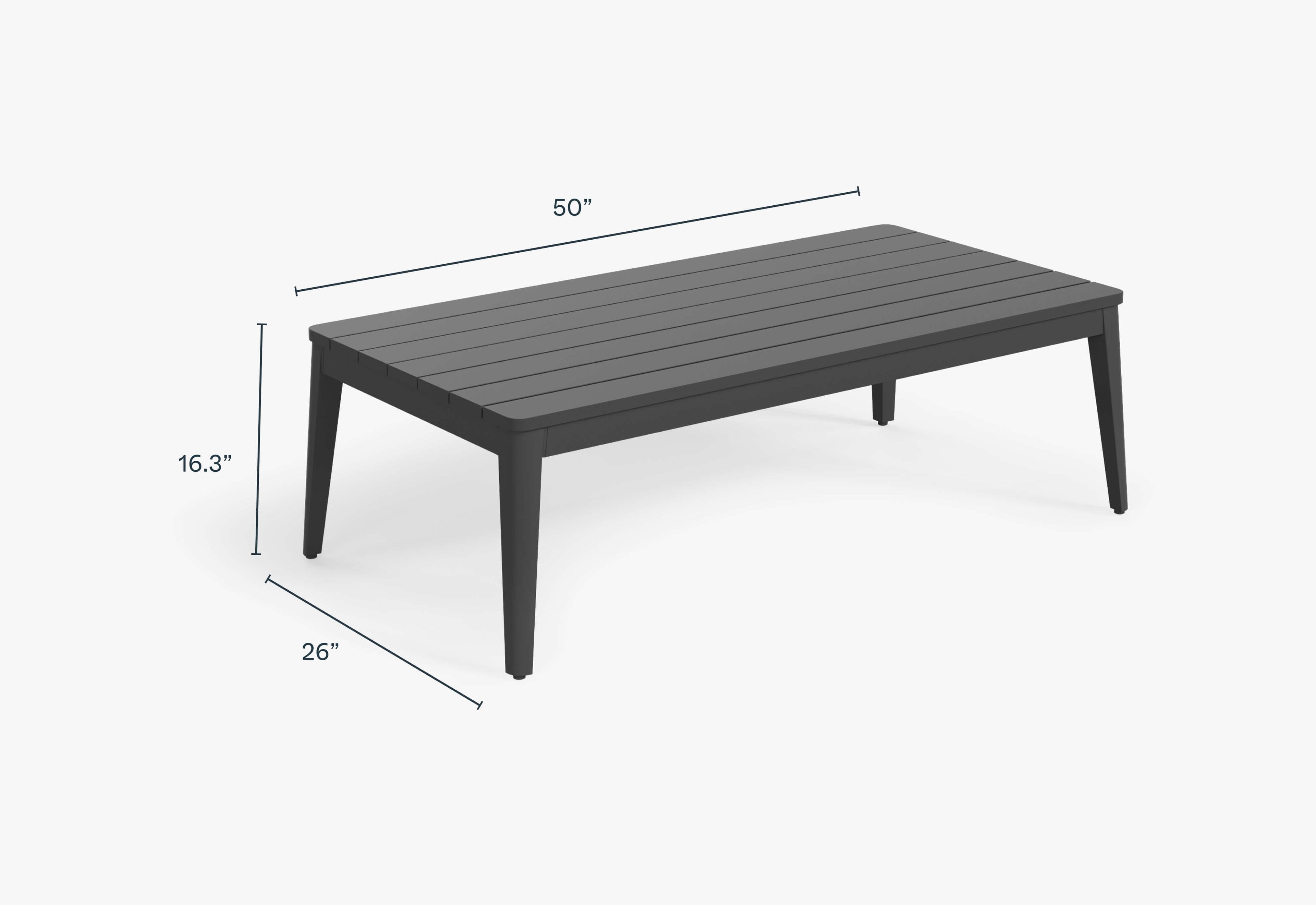 Table basse d'extérieur rectangulaire en aluminium
