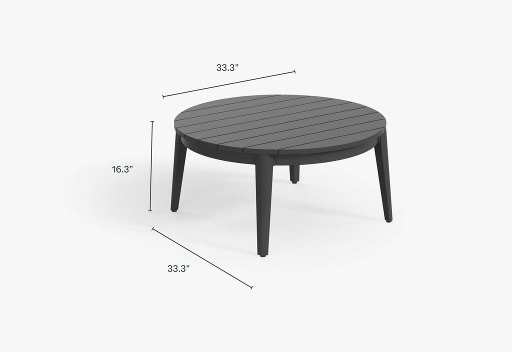 Table basse d'extérieur ronde en aluminium