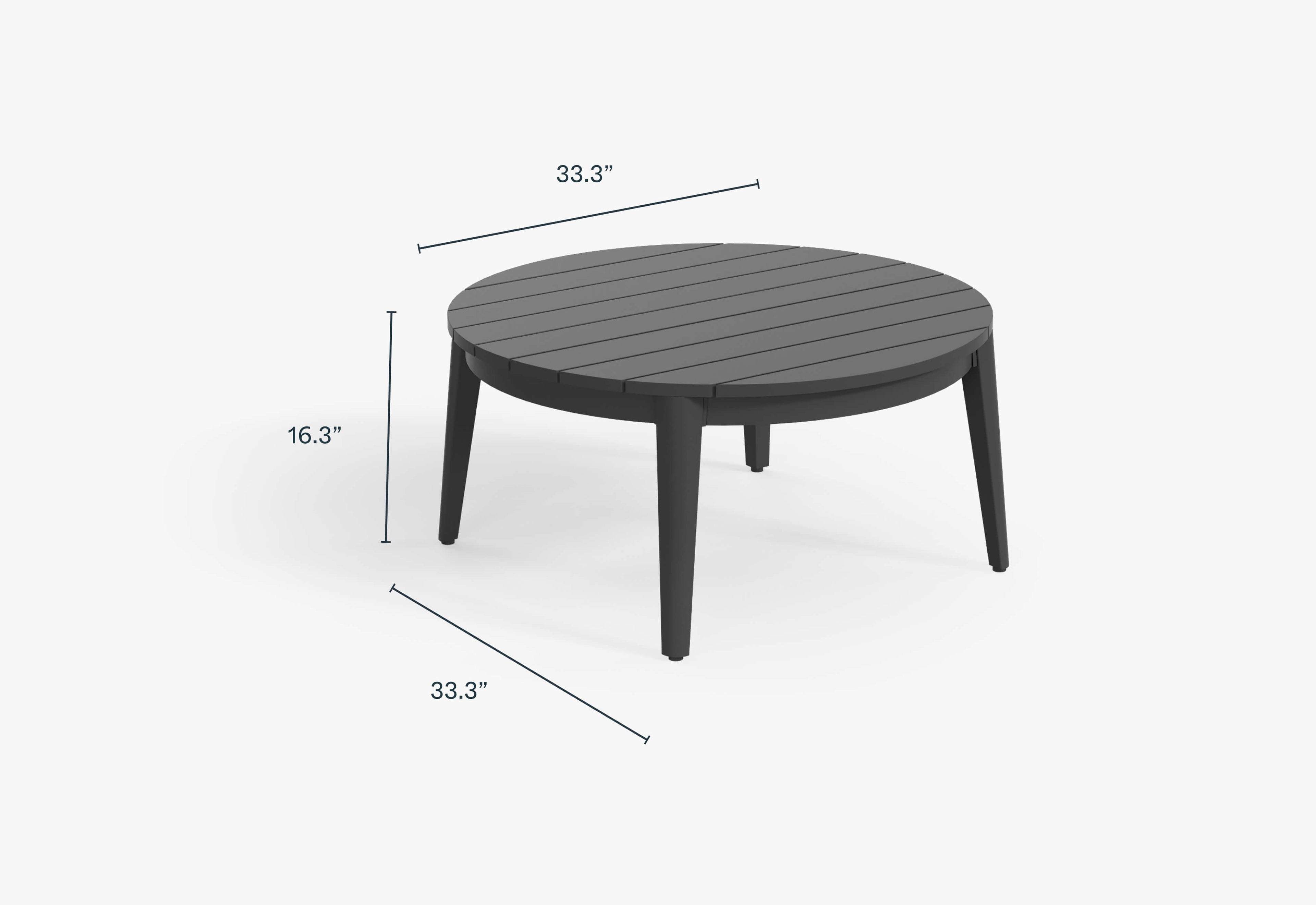 Table basse d'extérieur ronde en aluminium