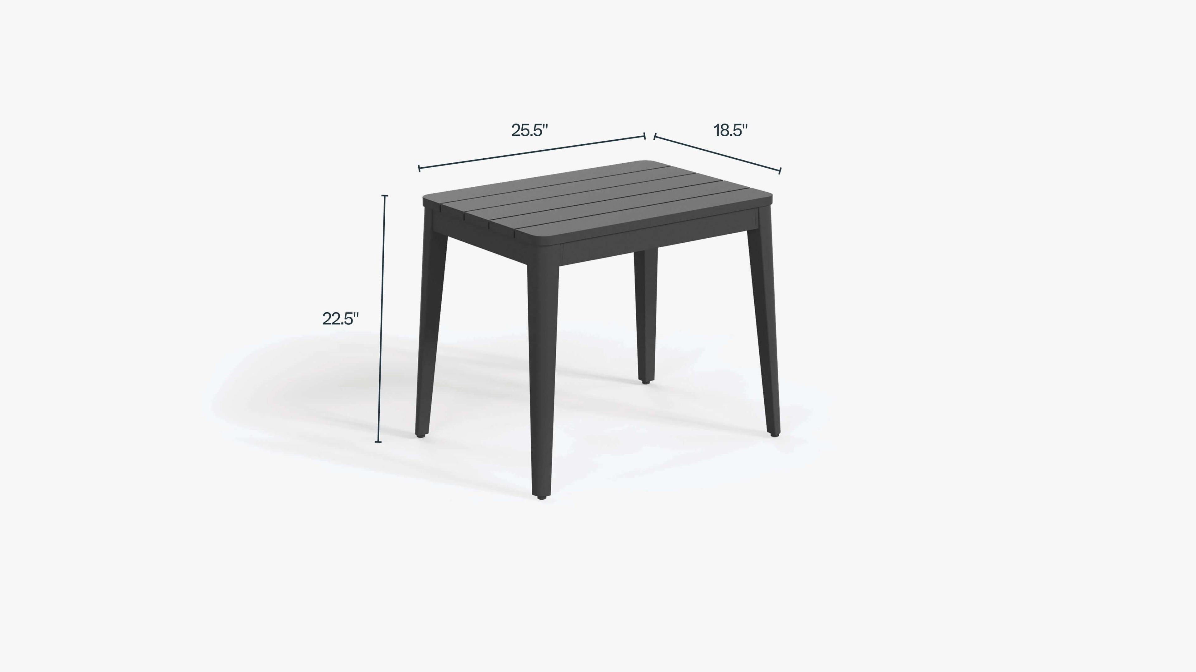 Table d'appoint d'extérieur rectangulaire en aluminium