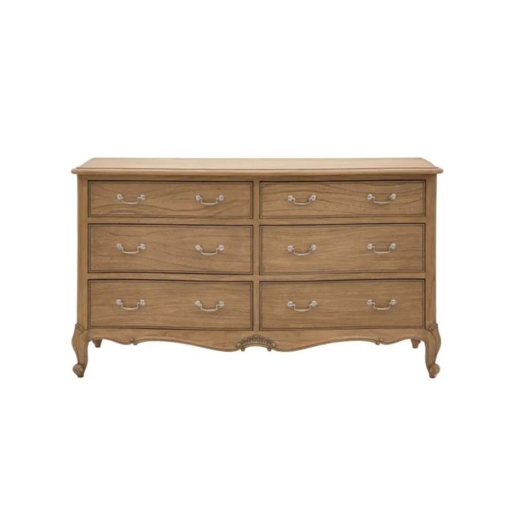 Commode chic à 6 tiroirs, aspect vieilli