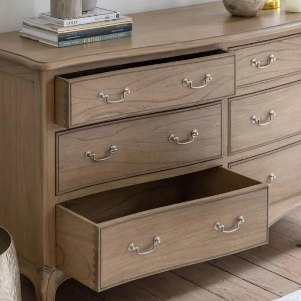 Commode chic à 6 tiroirs, aspect vieilli