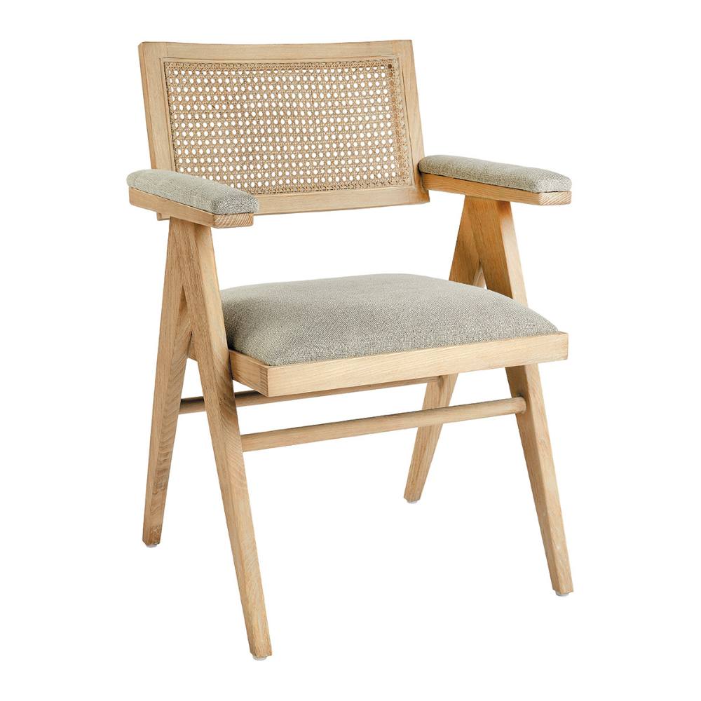 Fauteuil Charles Blanc d'Ivoire - Lin beige et mousse naturelle