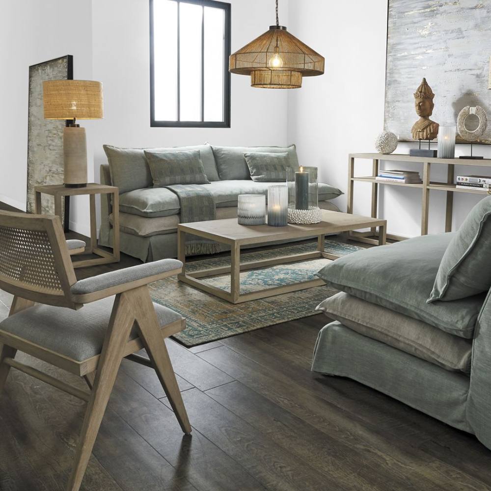 Fauteuil Charles Blanc d'Ivoire - Lin beige et mousse naturelle