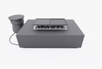 Ensemble de table et foyer en béton rectangulaire avec housse pour réservoir de propane
