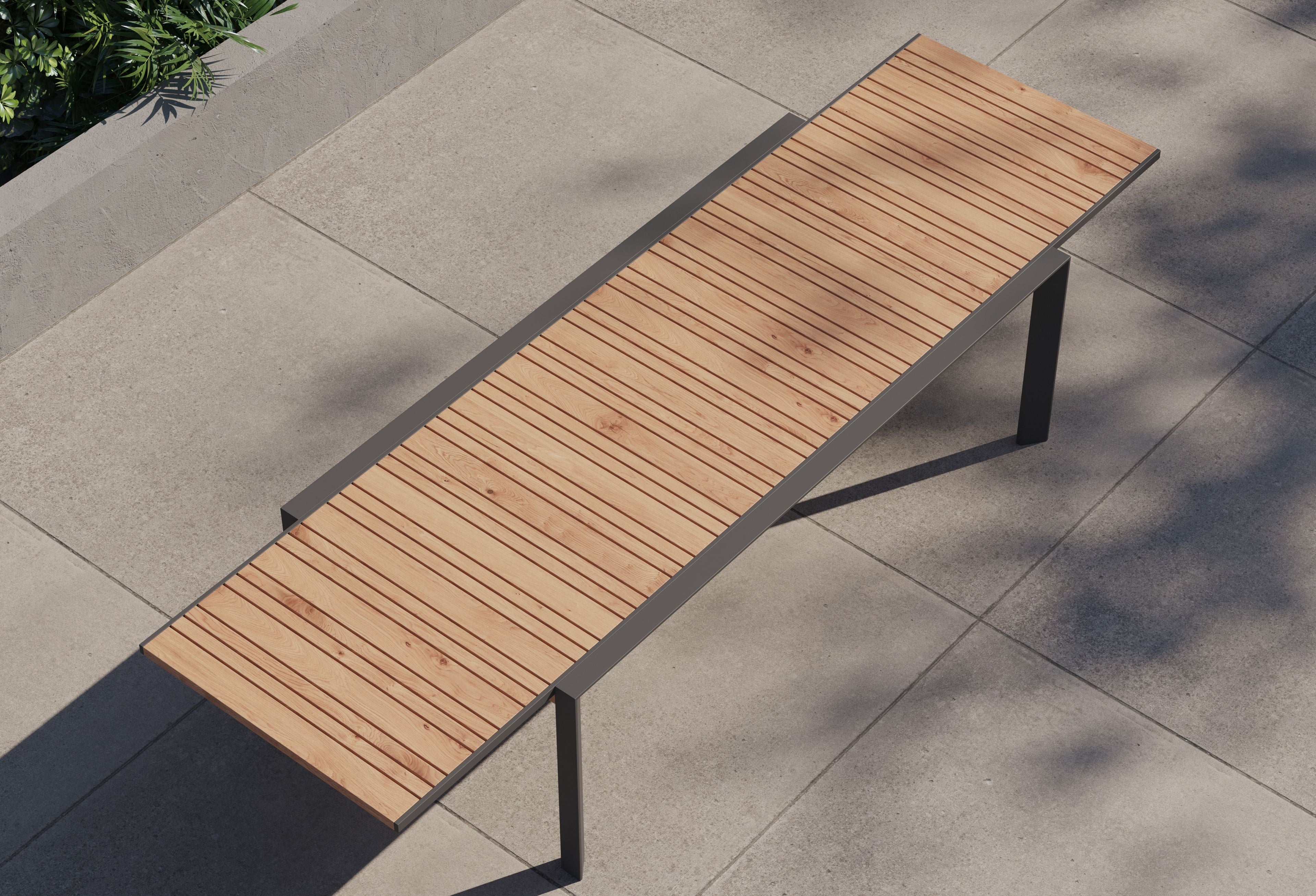Table à manger extensible d'extérieur en teck et aluminium