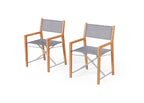 Chaise de directeur de salle à manger d'extérieur en teck, lot de 2