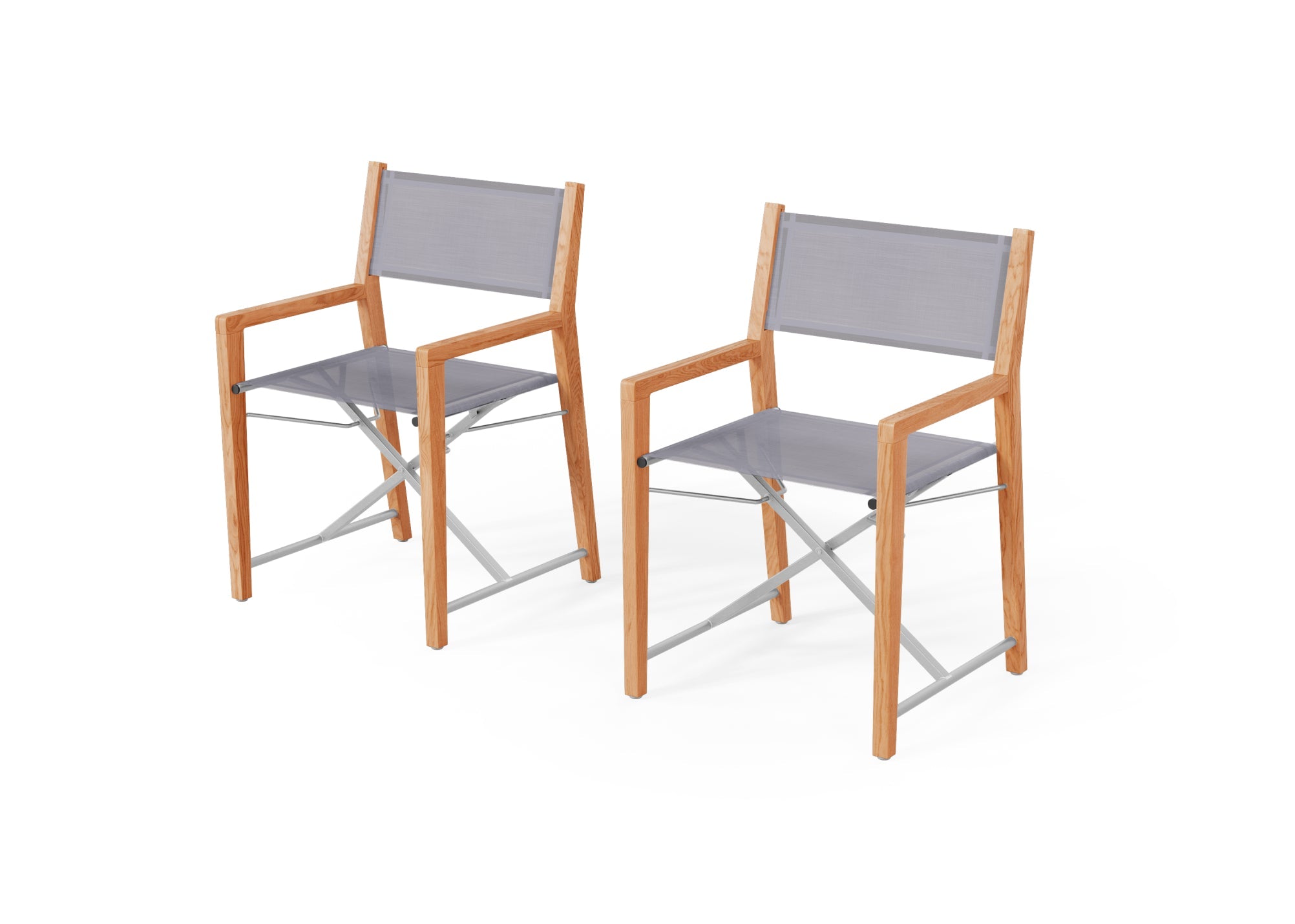 Chaise de directeur de salle à manger d'extérieur en teck, lot de 2