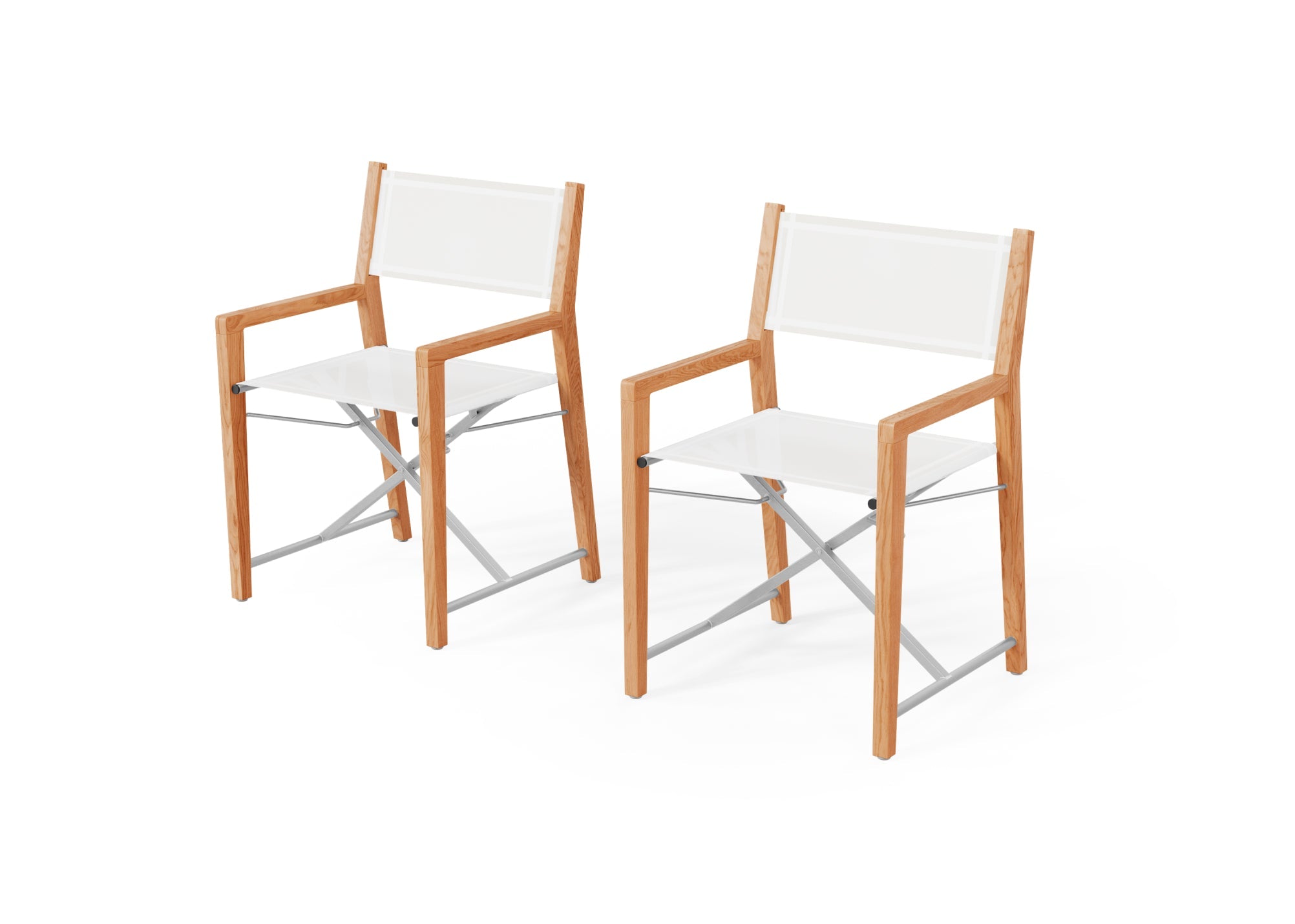 Chaise de directeur de salle à manger d'extérieur en teck, lot de 2
