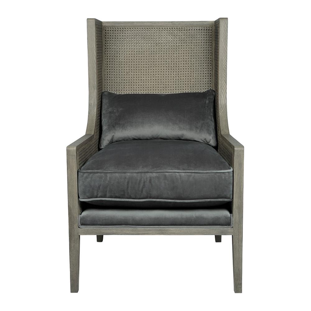 Fauteuil Blanc d'Ivoire Fabien - Velours gris foncé