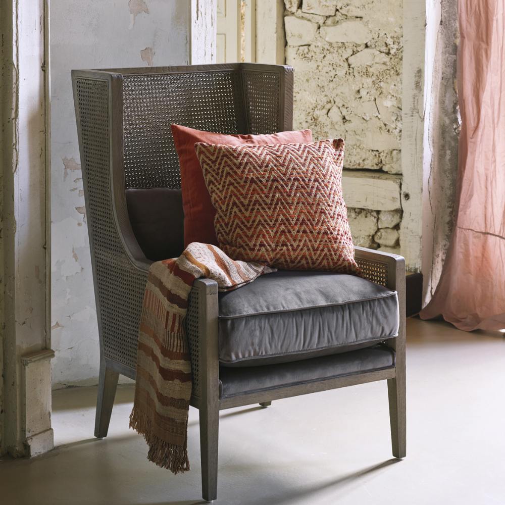 Fauteuil Blanc d'Ivoire Fabien - Velours gris foncé