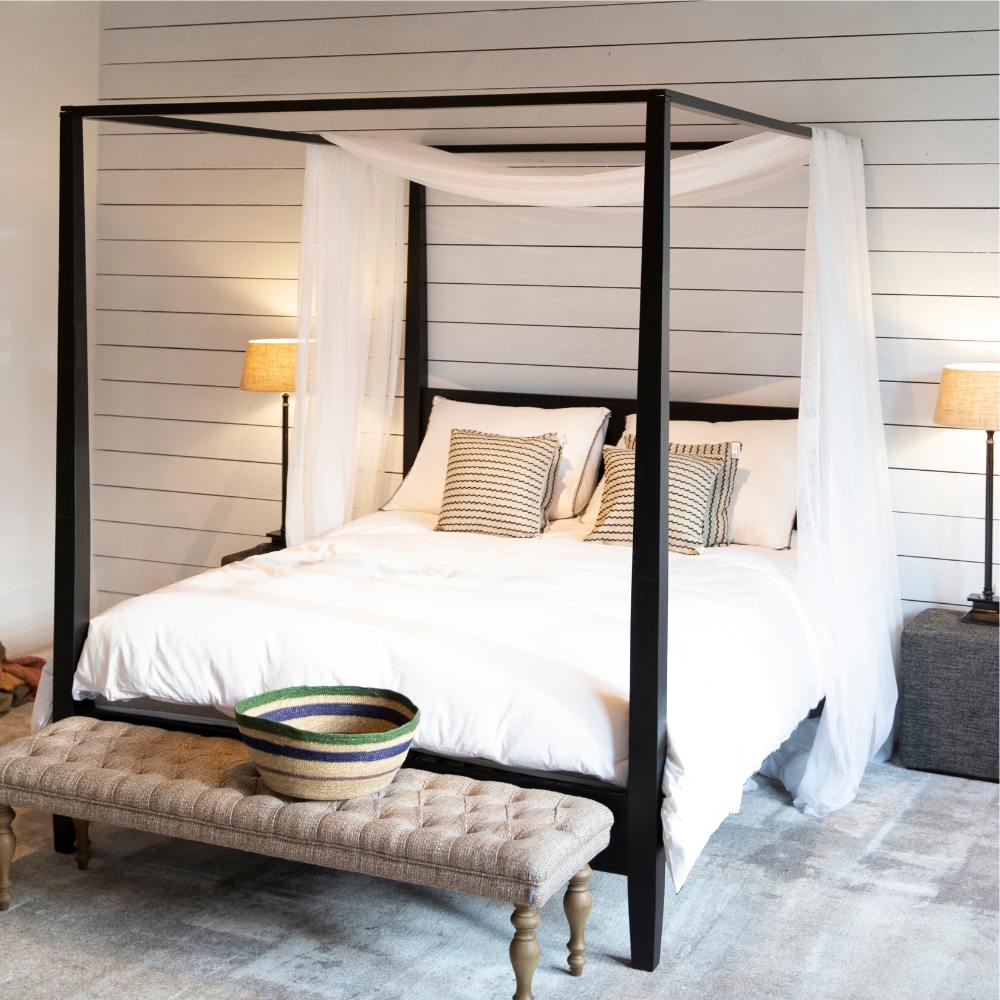 Lit à baldaquin Flamant Cape Cod | Chêne vieilli | Style Hamptons