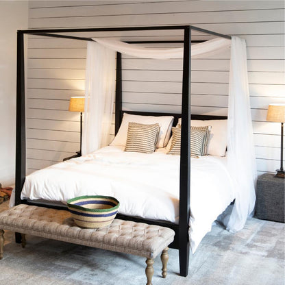 Lit à baldaquin Flamant Cape Cod | Chêne vieilli | Style Hamptons