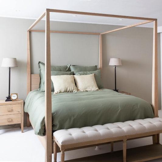 Lit à baldaquin Flamant Cape Cod | Chêne vieilli | Style Hamptons