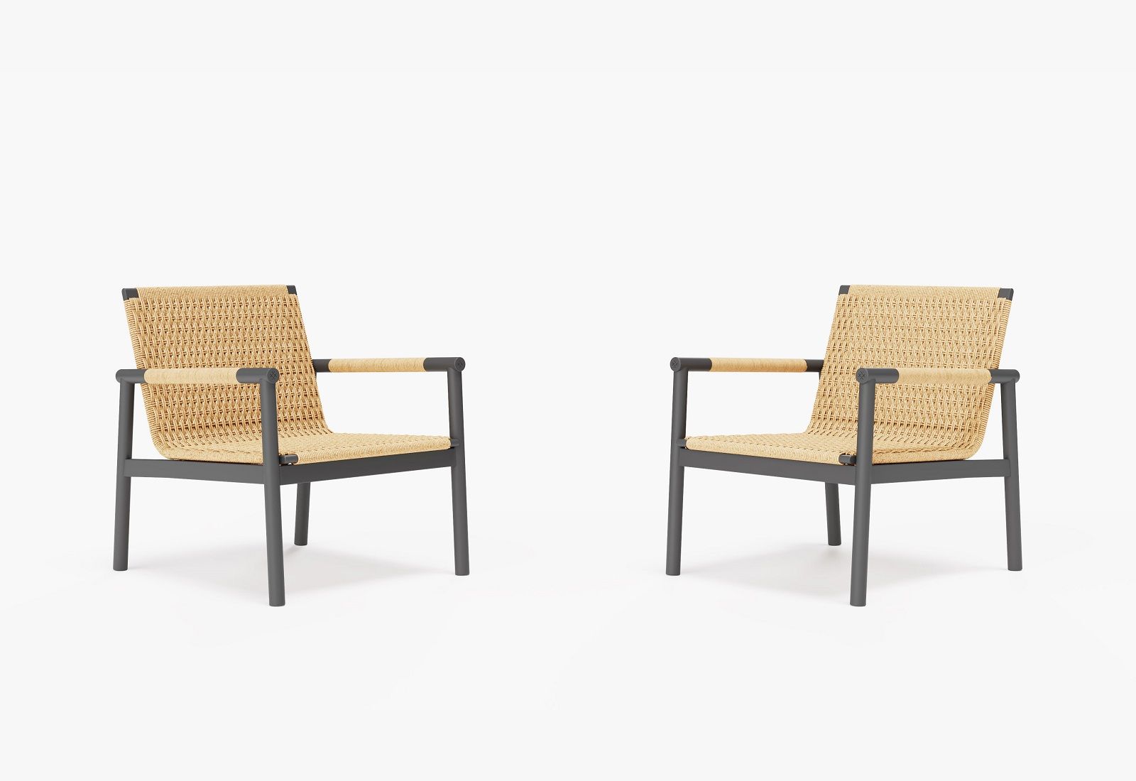 Ensemble de conversation flexible en osier et aluminium