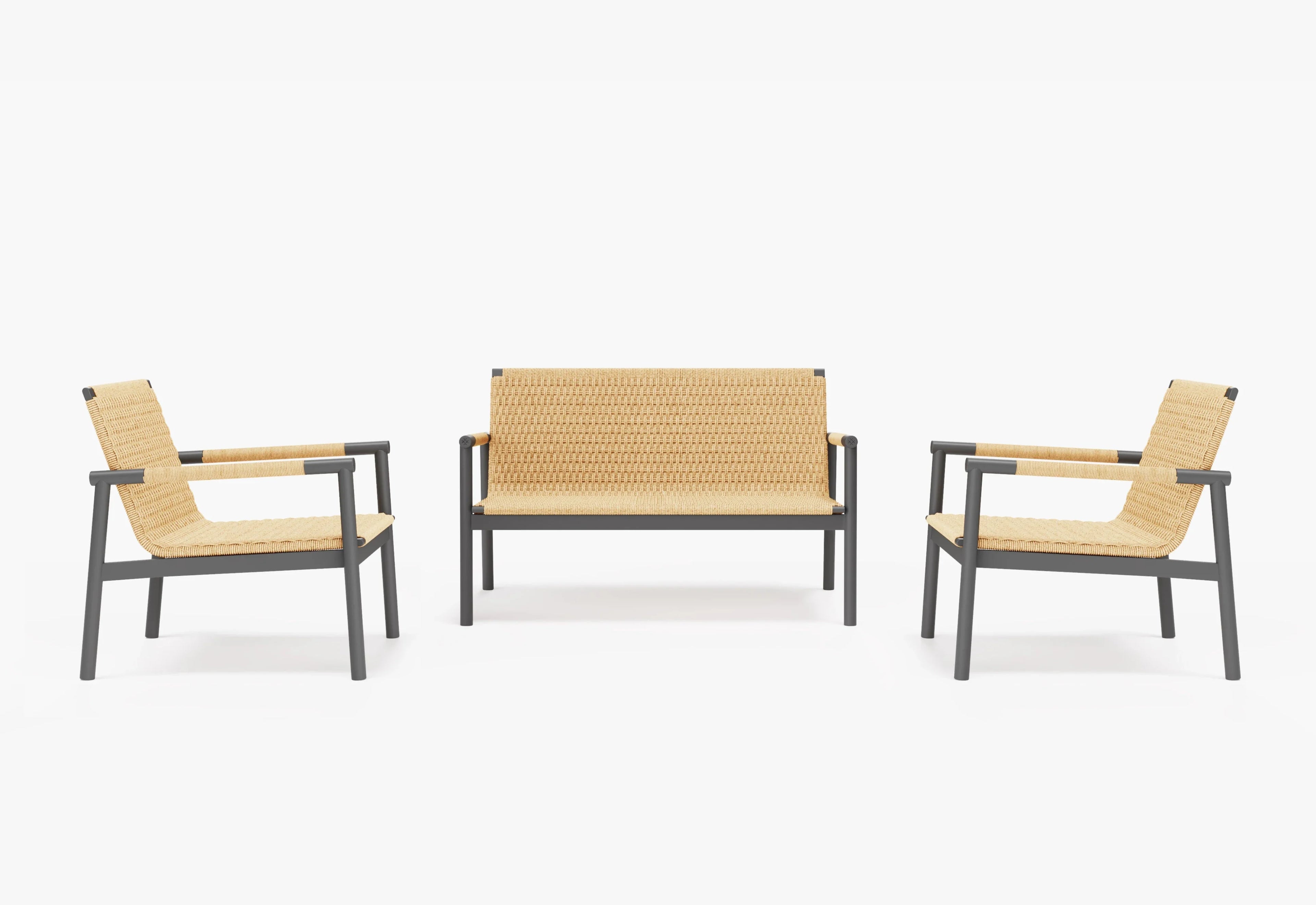 Ensemble causeuse et conversation Flex en osier et aluminium