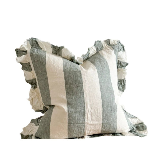 Coussin Heidi à larges rayures turquoise