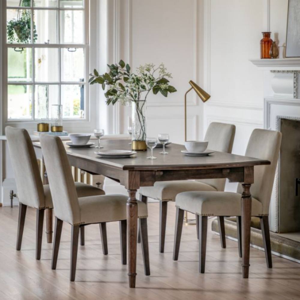 Chaise de salle à manger Madison, couleur ciment et lin.