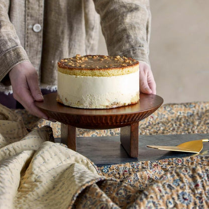 Plateau à gâteau de mai - Brun, bois de manguier