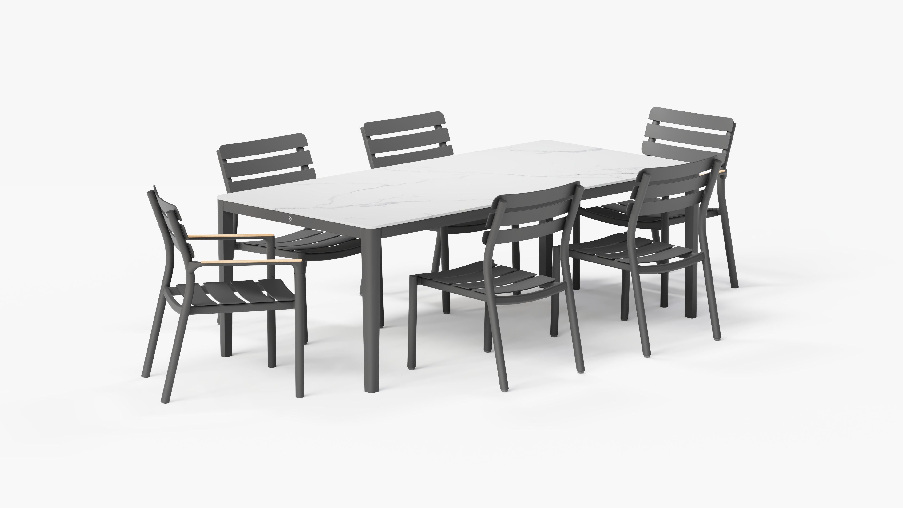 Table à manger d'extérieur OuterStone + 2 fauteuils 595 + 4 chaises sans accoudoirs 595