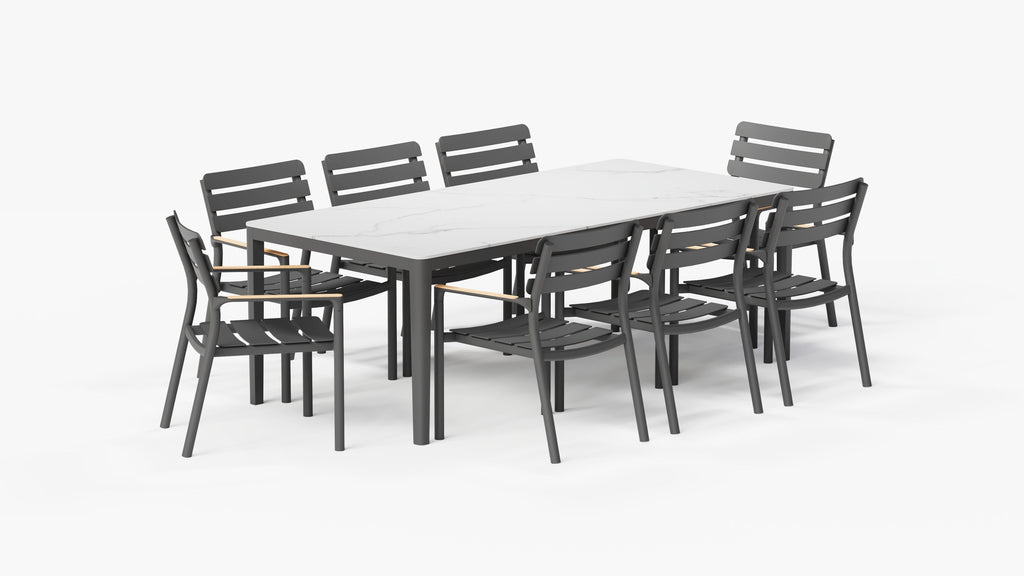 Table à manger d'extérieur OuterStone + 8 fauteuils de salle à manger 595