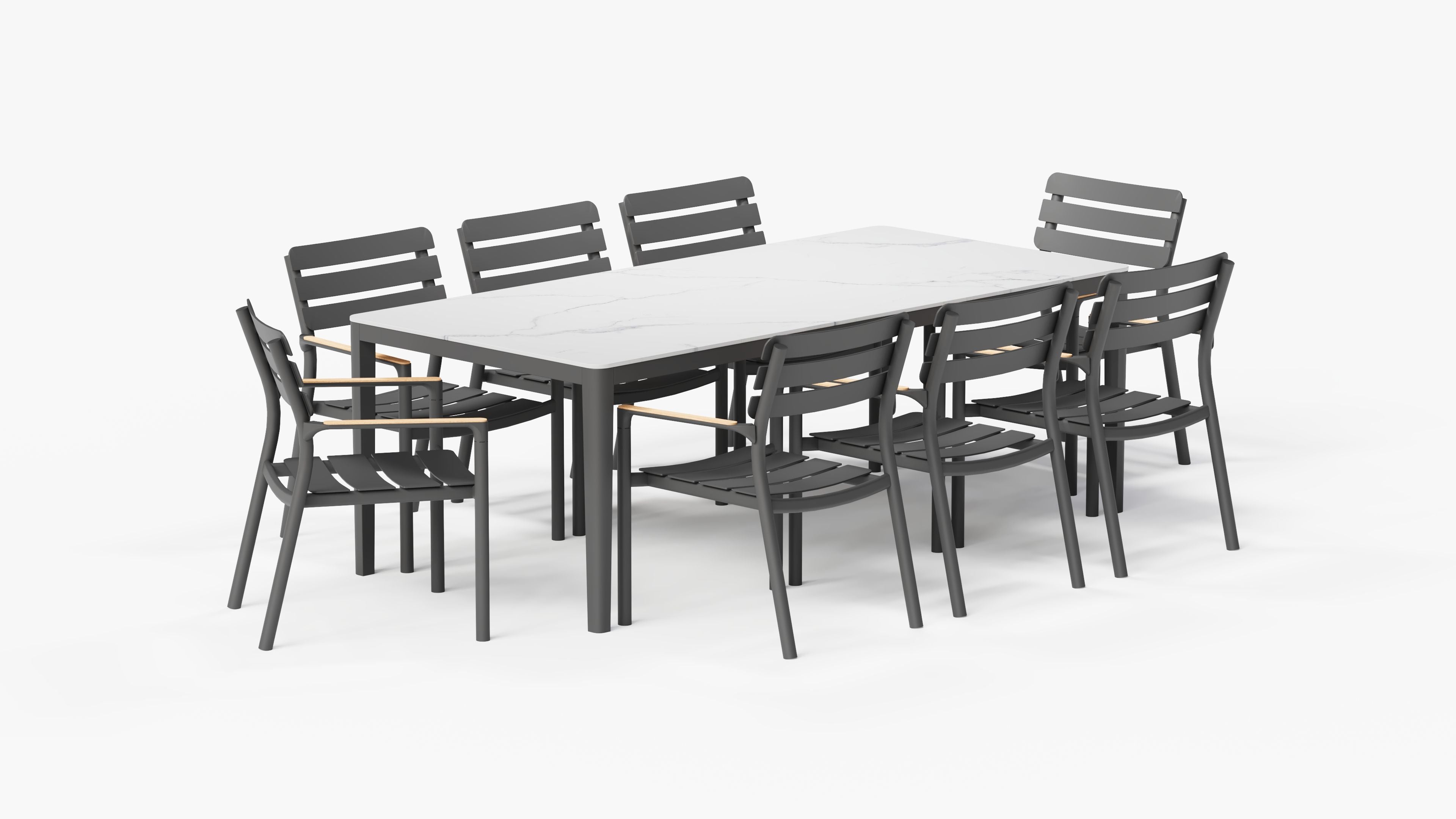 Table à manger d'extérieur OuterStone + 8 fauteuils de salle à manger 595