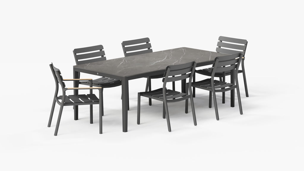 Table à manger d'extérieur OuterStone + 2 fauteuils 595 + 4 chaises sans accoudoirs 595