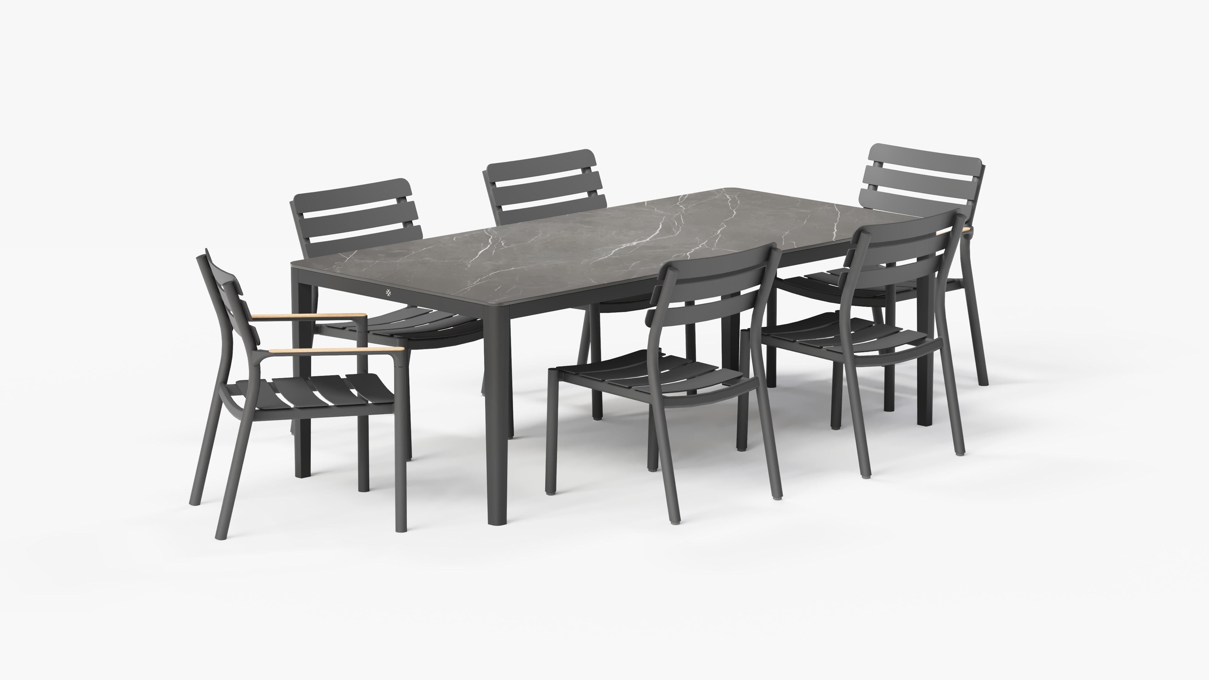 Table à manger d'extérieur OuterStone + 2 fauteuils 595 + 4 chaises sans accoudoirs 595