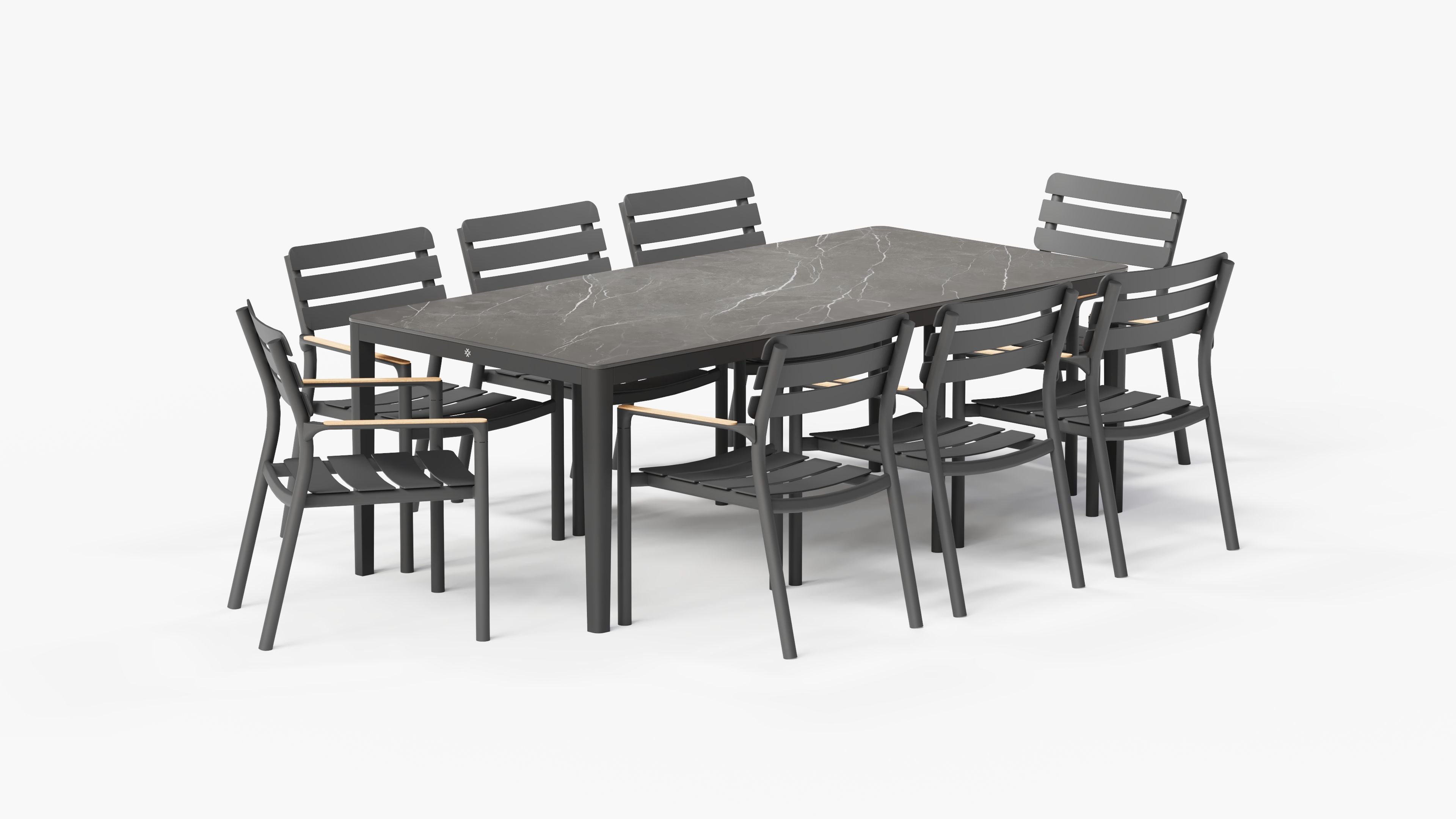 Table à manger d'extérieur OuterStone + 8 fauteuils de salle à manger 595