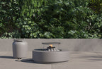 Ensemble de table et foyer en béton avec couvercle pour réservoir de propane - Rond