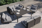 Canapé d'extérieur en osier noir avec fauteuils - 5 places
