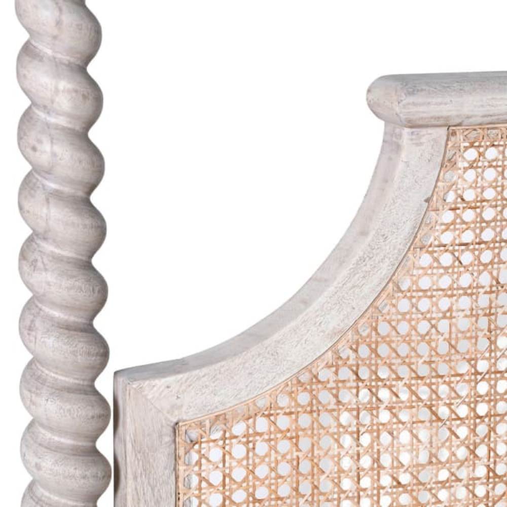 Lit à baldaquin Royal 180 cm (Super King) | Rotin noir et bois | Style colonial