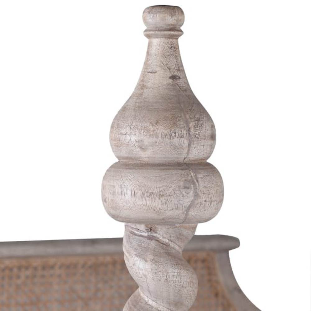 Lit à baldaquin Royal 180 cm (Super King) | Rotin noir et bois | Style colonial